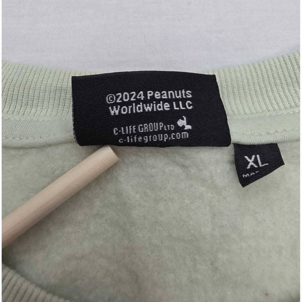 Peanuts Green Crewneck Fleece Snoopy Sweatshirt Size XL - Picture 4 of 9